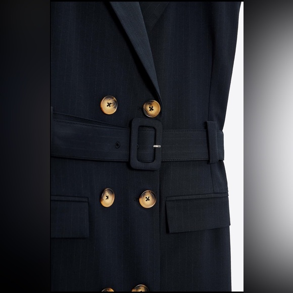 ZARA PINSTRIPE TRENCH DRESS SIZE S - Picture 5 of 11